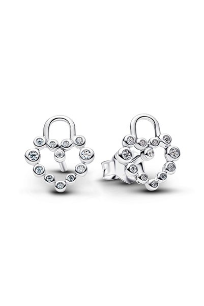 Sparkling Heart Lock Nail Earrings
