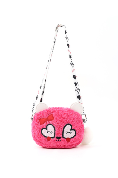 Fuchsia Shk285 Plush Fabric, Embroidered, Zippered Single Compartment Girl's Bag