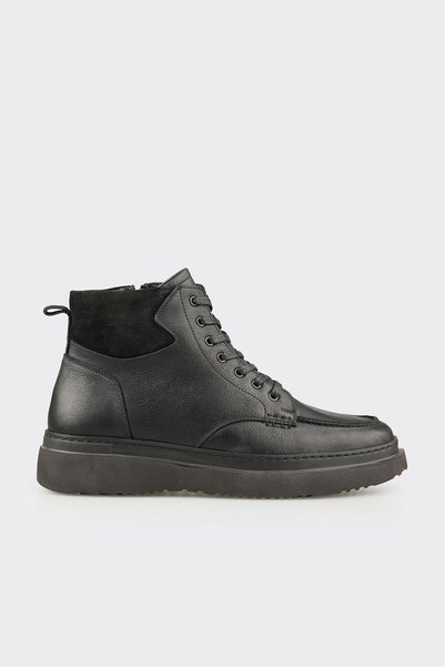 Black Leather Men's Casual Boots
