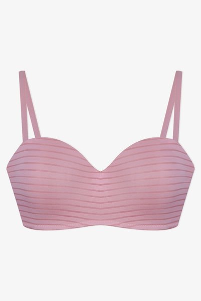 Women's Unpadded Transparent Striped Gathering Strapless Bra