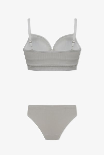 Women's Ribbed Half Padded Bra Set