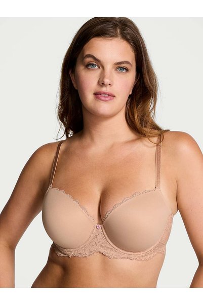 Smooth Lace Light Padding Support Classic Gathering Demi Bra