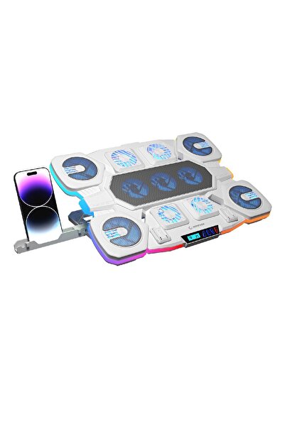 S50 Glacier RGB осветен со 11 вентилатори LCD дисплеј 1 Type C 1 USB влез прилагодлив ладилник за лаптоп
