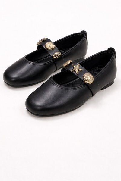 Stella Seashell Belted Ballerina Casual Women's Shoes Mary Jane Home Ballerinas
