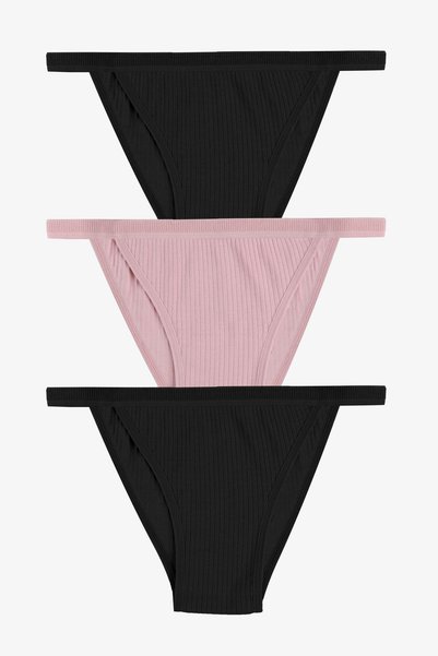 Women's Corded Fabric Cotton Elastic 3-Piece Panties