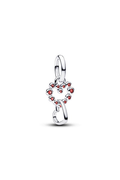 Connected Hearts and Red Stones Dangle Charm