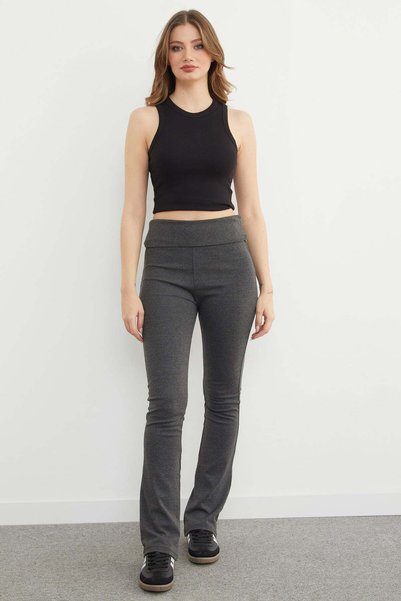 Fold Waist Flare Leggings Trousers