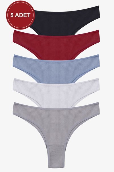 Women's 5-Pack Ribbed Brazilian Briefs