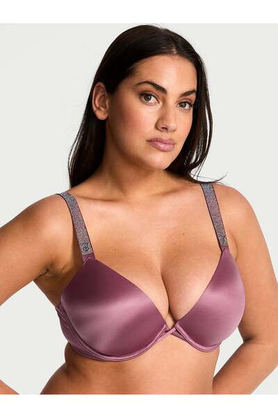 Low-Cut Demi Bra with Glittery Straps and Light Padding Support