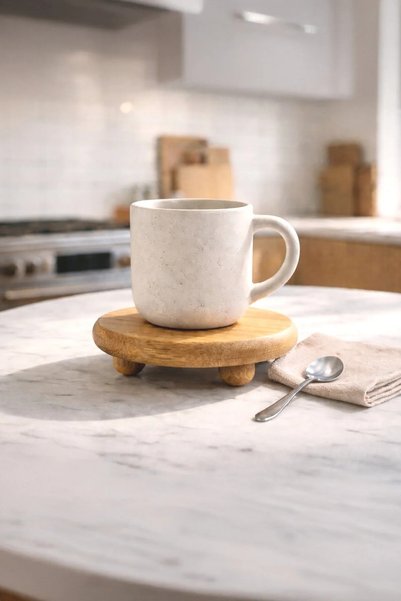 Bamboo Natural Mini Tray Footed Presentation Coaster, and Presentation Stand