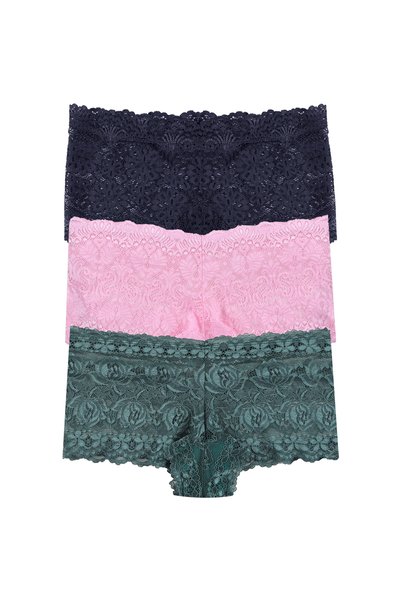 Women's 3-Pack Lace Boxer Briefs (Different Lace Options)