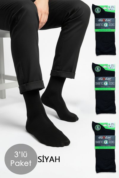 Unisex 40-44 Bamboo Socks Dündar Candy Socks Stitch-Free 3-Piece Pack 6982 Black