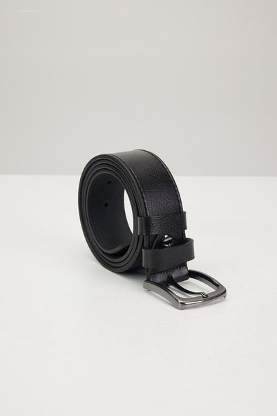 Men's 100% Genuine Leather 4 Cm Sports Black Belt