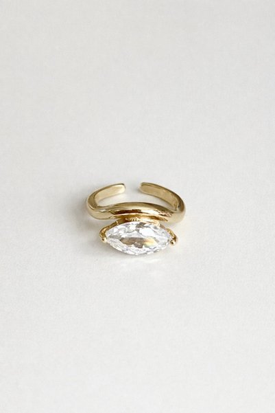 Steel Drop Stone Ring (Adjustable)