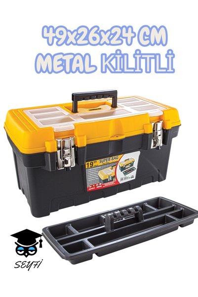 Metal Lockable Tool Case 19'' 49 cm Hardware Case