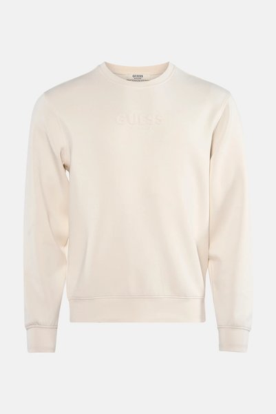 Crew Neck Long Sleeve Scuba Luxe Men's Cream Sweatshirt M6Rq42Kaym2-G1Cv