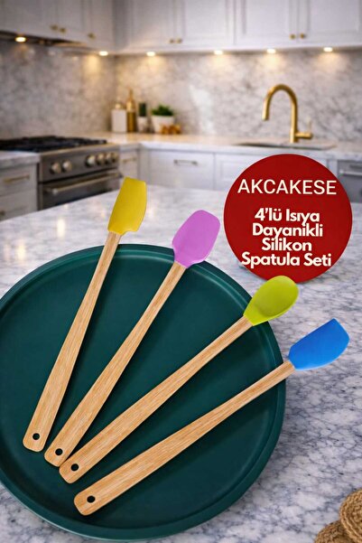 Сет од 4 силиконски шпатули отпорни на топлина, кујнски сет, шарен сет од лажици и шпатули
