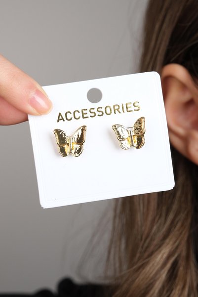 Women's Yellow Color Fade Resistant Butterfly Model Brass Earrings
