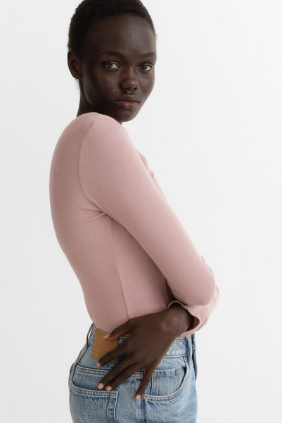 Cotton Blend and Ribbed Top
