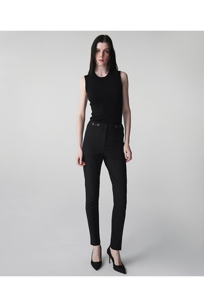 Skinny Fit Trousers with Metal Accessories
