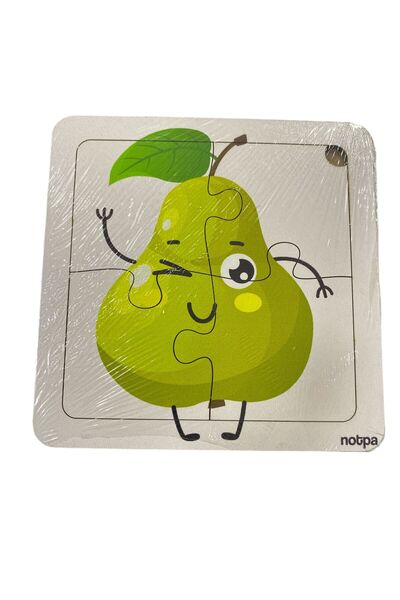 Educational and Learning Wooden 4-Piece 13 X 13 Colorful Fruits Corresponding Puzzle for Children 1003311