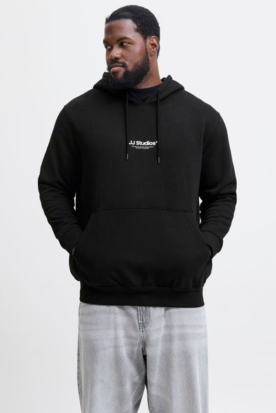 Plus Size Chest Logo Printed Hooded Sweatshirt - Soho