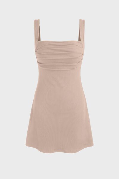 Gathered Square Neck Mini Dress