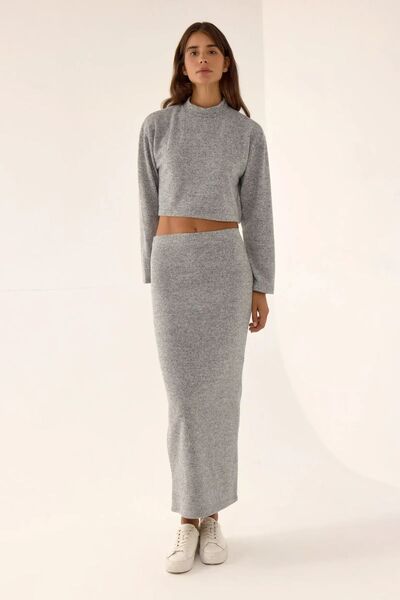 Midi Straight Fit Knitwear Skirt