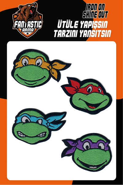 Сет од 4 лепенки Ninja Turtles - за пеглање - Leonardo, Raphael, Michelangelo, Donatello