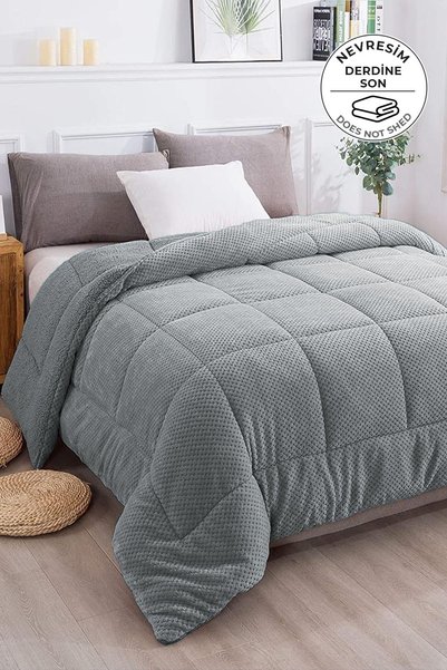 Ultra Soft Double-Sided Wellsoft Plush Quilt Double Washable 200X220 cm Gray