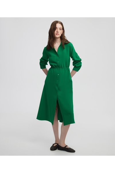 Elastic Waist Shirt Dress