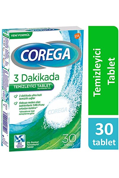 Corega таблети за чистење 30 парчиња, производ за белење заби