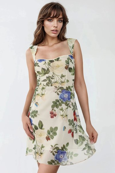 Polka Dot, Sleeveless, Square Neck Mini Tulle Dress