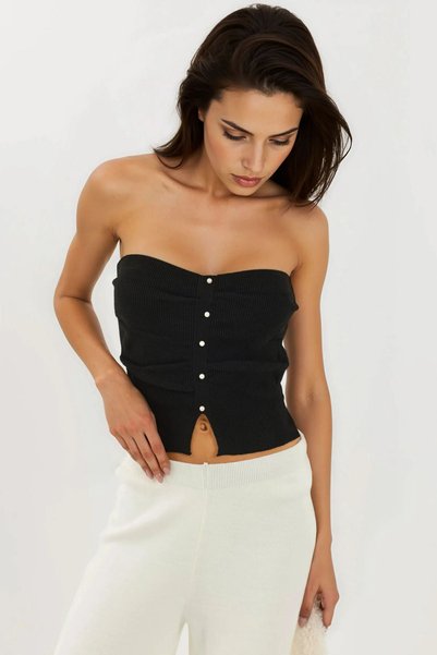 Strapless Pearl Detailed Knitwear Top