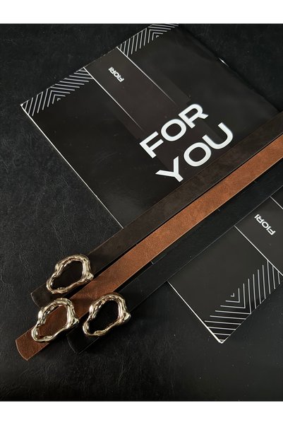 3-Piece Design Bar Buckle Thin Women's Belt, Coat Belt, Shirt Belt, Dress Belt