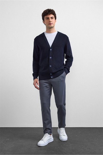 Navy Blue Regular Fit Cardigan