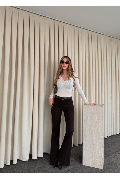 Brown Flared Trousers - 1404