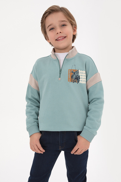 Boy's Mint Half Zipper Sweatshirt 50316610-Vr090