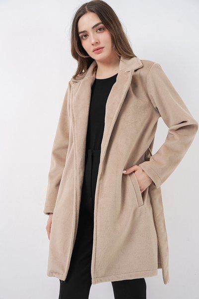 Women's Belted Coat 9171 - Beige