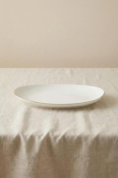 Ceyda |   Gold Rimmed Porcelain Boat Plate (25 cm)