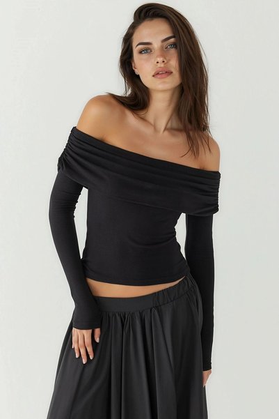 Off-The-Shoulder Draped Blouse