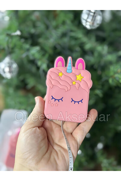 Симпатична 3D силиконска мерна лента со фигура на еднорог, розова