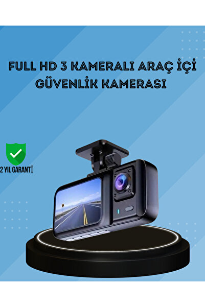 Full HD камера за автомобил со 360° покриеност 3-канален запис DashCam со ноќно гледање -