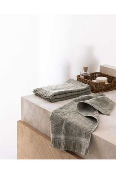 Aurole Set of 4 100% Cotton Hand Towels - Khaki - 30X45 cm