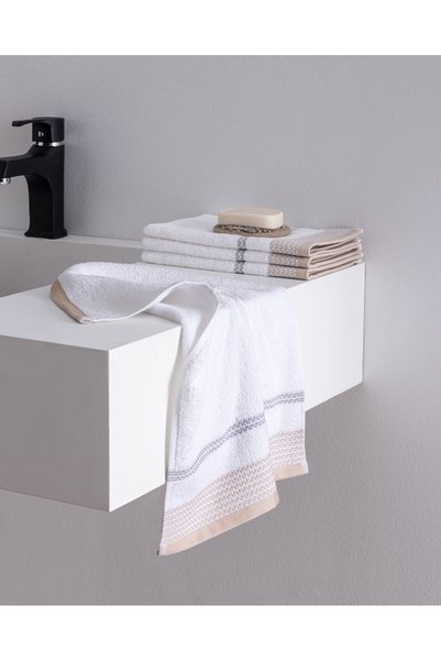 Luth 4-Pack Cotton Hand Towels - Beige/Grey - 30X45 cm