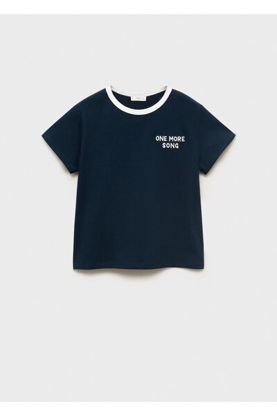 Embroidered T-Shirt with Contrast Collar