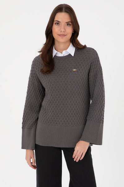 Women's Gray Crew Neck Sweater 50314698-VR024