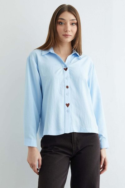 Heart and Sun Embroidered Casual Shirt