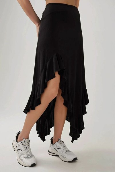 Draped Asymmetrical Maxi Skirt