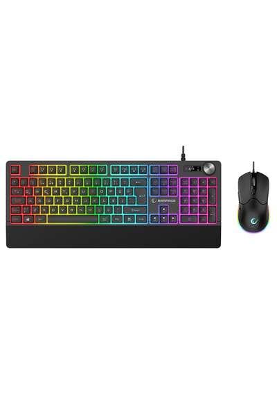 Rampage KM-9858 JAZZY V2 црна Usb RGB осветлена Q 12800 DPI гејмерски сет тастатура и глувче